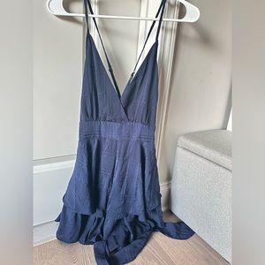 Princess Polly Navy romper ruffle dress